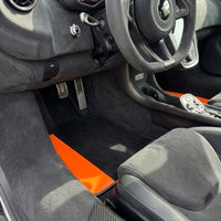 Alfombrillas negras para coche para McLaren 600 LT (2018-2020) con cuero naranja