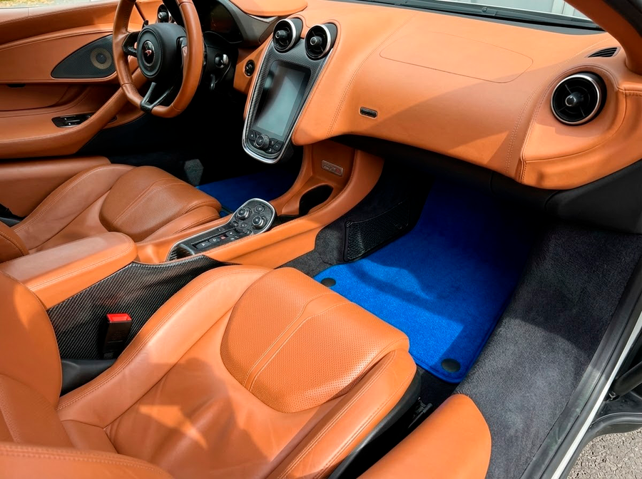 Autofußmatten Für McLaren 570S (2015-2021) Blaue Maßgeschneiderte Teppiche Set AutoWin