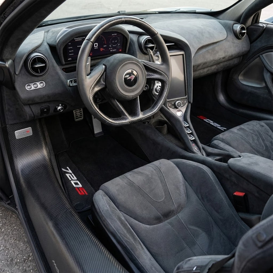 Black Floor Mats For McLaren 720S (2017-2021) with Carbon Leather