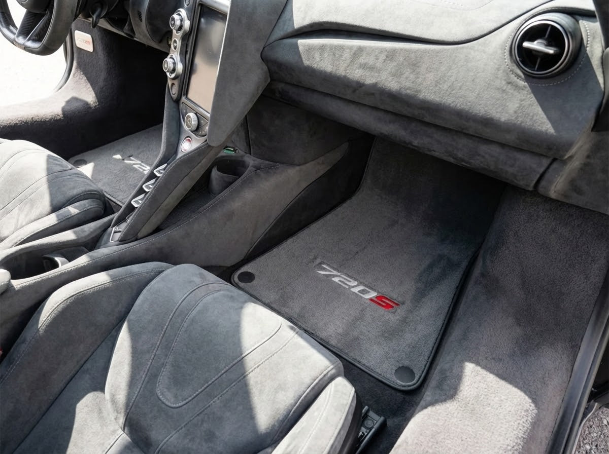 Interior look of floor mats for Floor Mats For McLaren 720S Gray Tailored Carpets Set AutoWin