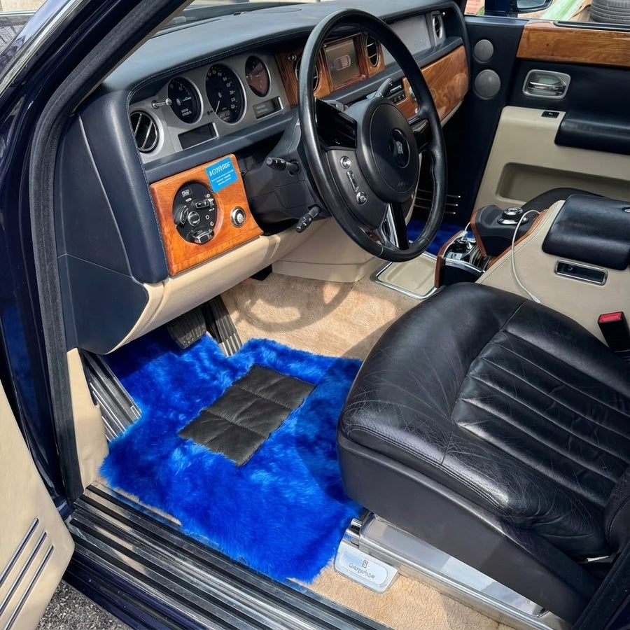 Alfombrillas de piel de oveja azules para Rolls-Royce