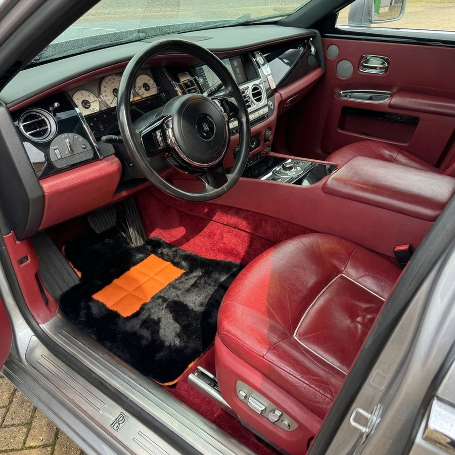 Tapis de voiture en peau de mouton noir pour Rolls-Royce