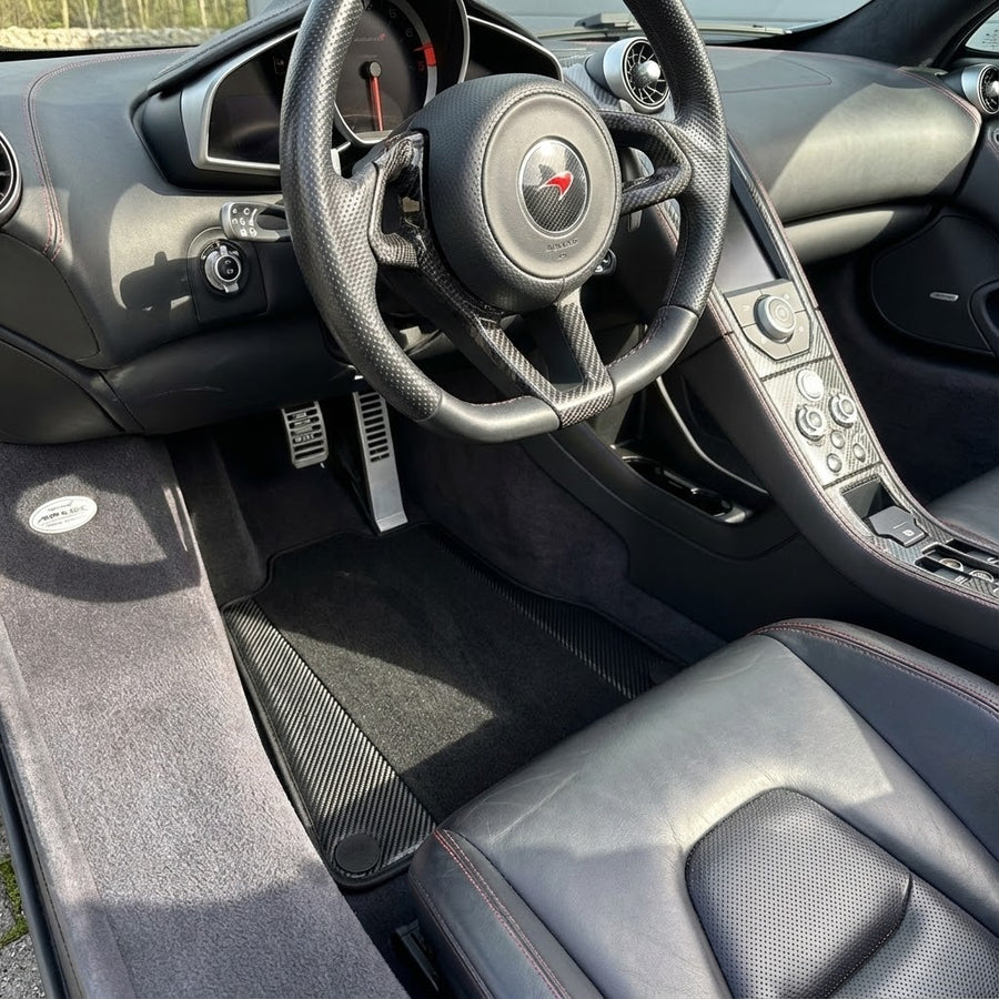 Tapis de voiture noirs pour McLaren MP4-12C (2011–2014) avec cuir carbone