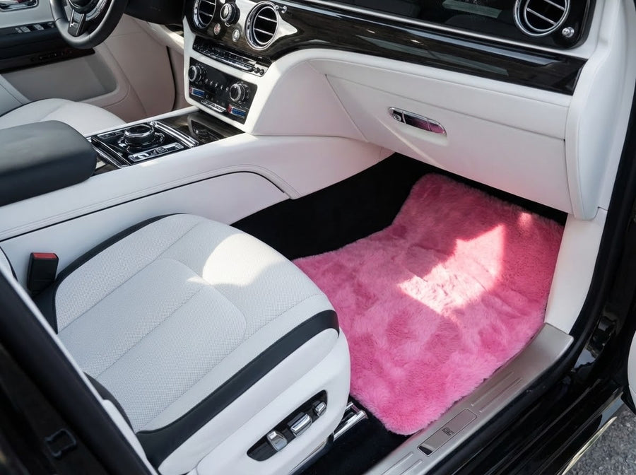 Alfombrillas de piel de oveja rosa para Rolls Royce Spectre
