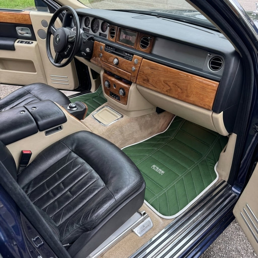 Green Leather Floor Mats For Rolls Royce Black Badge Phantom 2003–2016