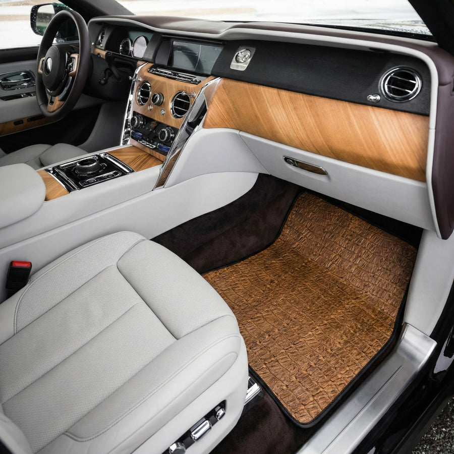 Alfombrillas de coche de cuero con relieve de cocodrilo para Rolls-Royce Cullinan (2018-2025)