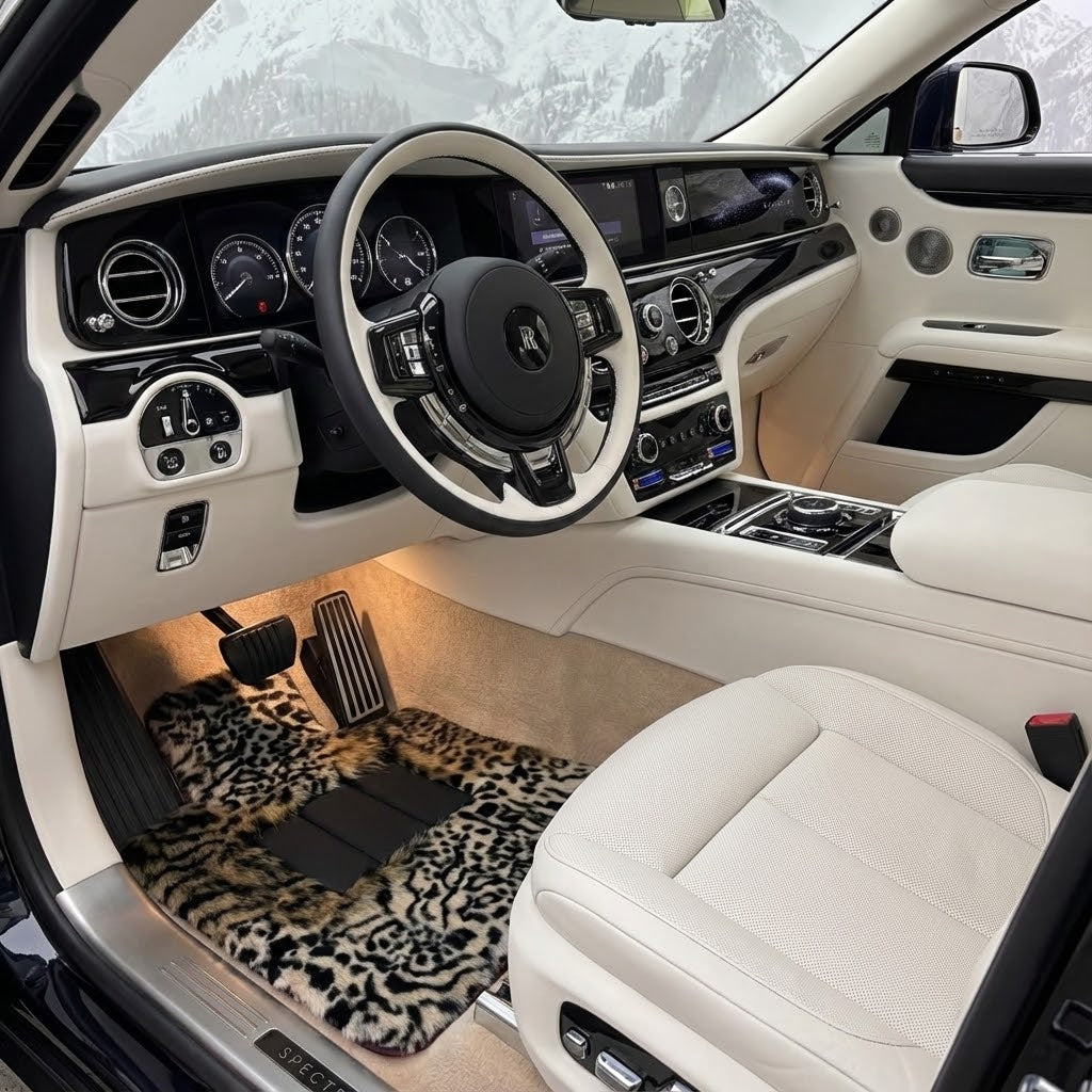 Tapis de voiture en fourrure de léopard pour Rolls-Royce Spectre (2023-2024)