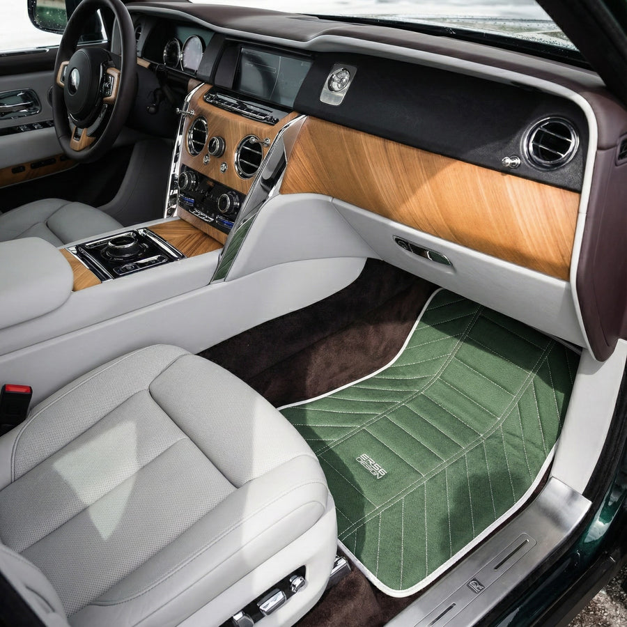 Tapis de voiture en cuir vert pour Rolls-Royce Cullinan Rr31