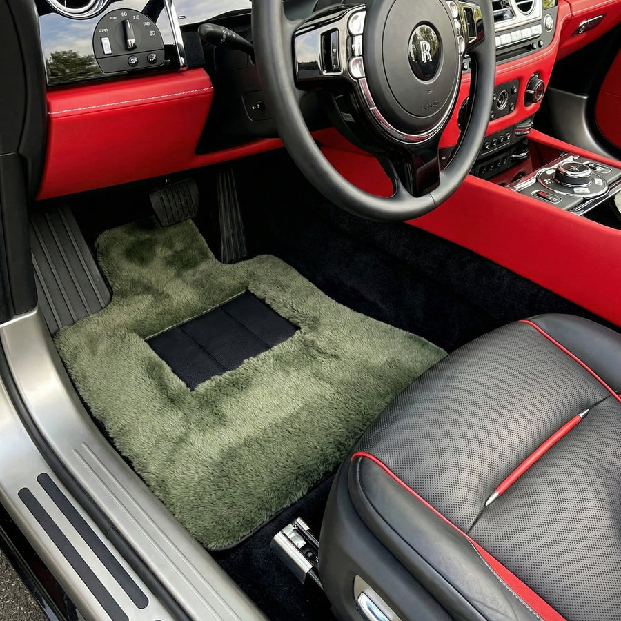 Tappetini per auto in Pelle di Pecora Verde Chiaro per Rolls-Royce Dawn (2016-2023)