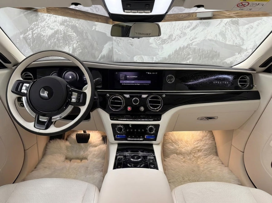 Tapis de voiture en peau de mouton blanc pour Rolls Royce