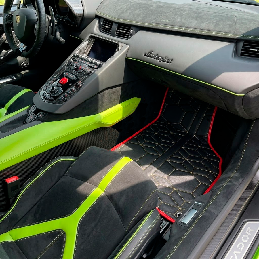 Tappetini in pelle Su misura per Lamborghini Aventador SVJ