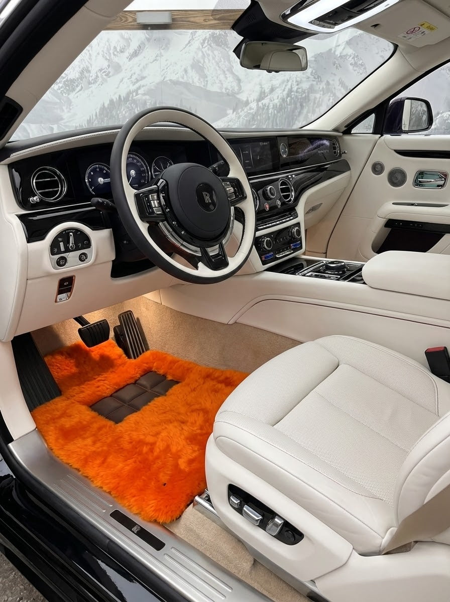 Alfombrillas de piel de oveja naranja para Rolls Royce