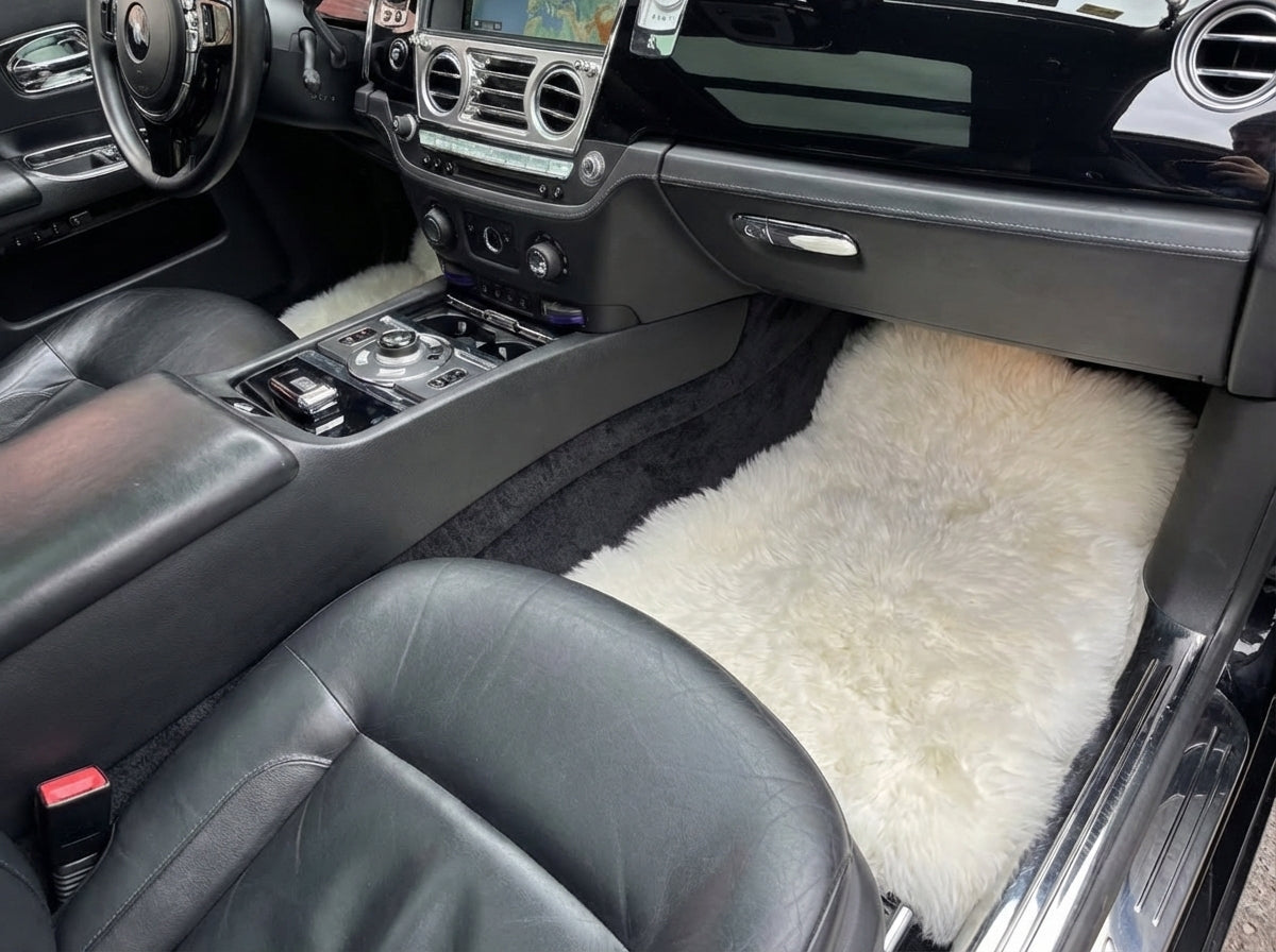 White Sheepskin Floor Mats For Rolls Royce Ghost Sedan 2010-2020 Er56 Design Brand