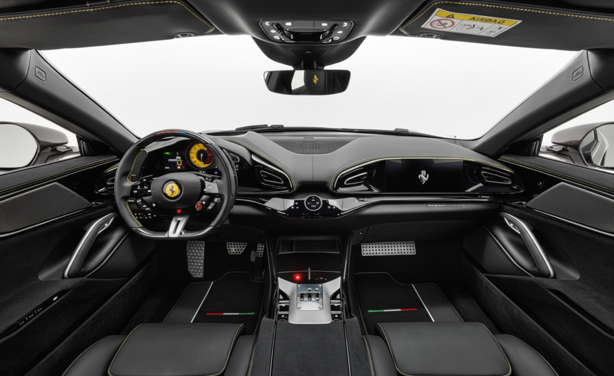 Alfombrillas de coche negras para Ferrari Purosangue con cuero - AutoWin