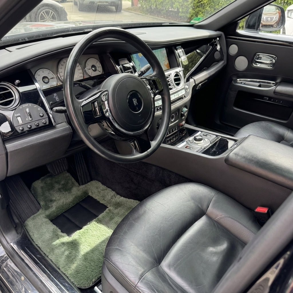 Tappeti per auto in pelle di pecora verde chiaro per Rolls-Royce Ghost Serie I (2010–2020)
