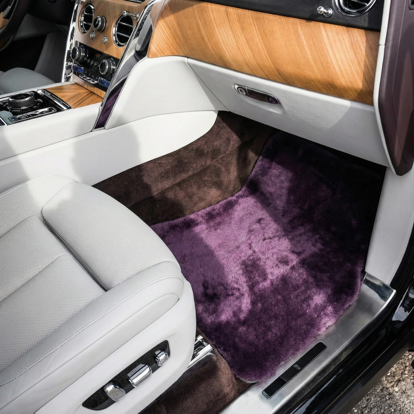 Alfombrillas de piel de oveja morada para Rolls-Royce Cullinan (2018-2025)