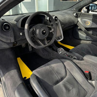 Alfombrillas de coche negras para McLaren 600 LT (2018-2020) con cuero amarillo