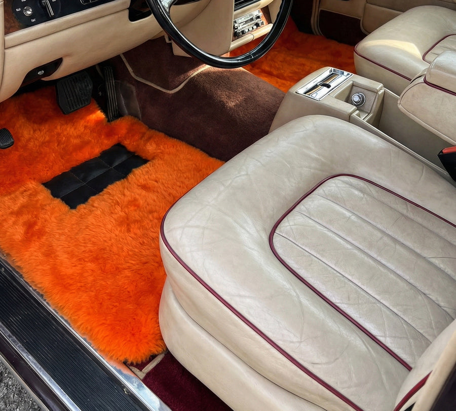 Tapis de voiture en peau de mouton orange pour Rolls Royce