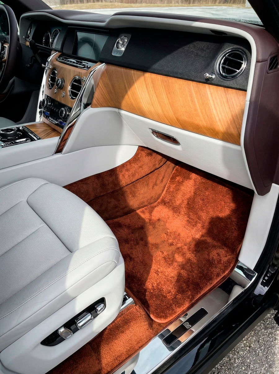 Tapis de voiture en peau de mouton marron pour Rolls Royce Cullinan Rr31 2018-2025 Er56 Design Brand