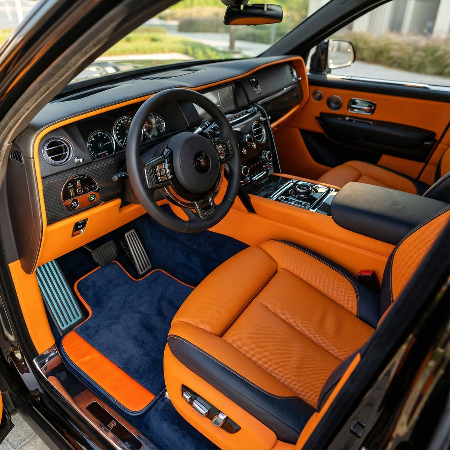 Tapis de voiture Sur mesure Bleu Foncé Pour Rolls Royce