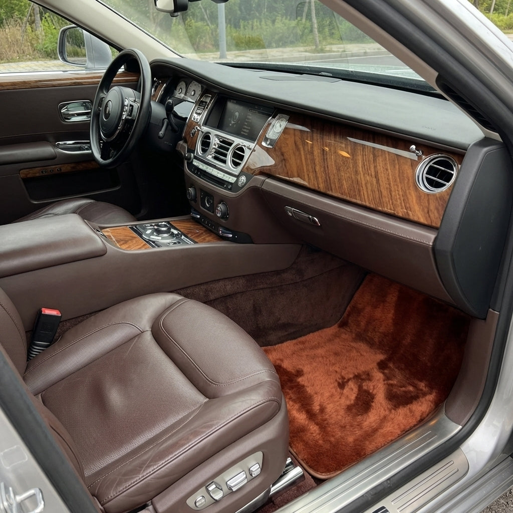 Tapis de voiture en peau de mouton couleur gingembre pour