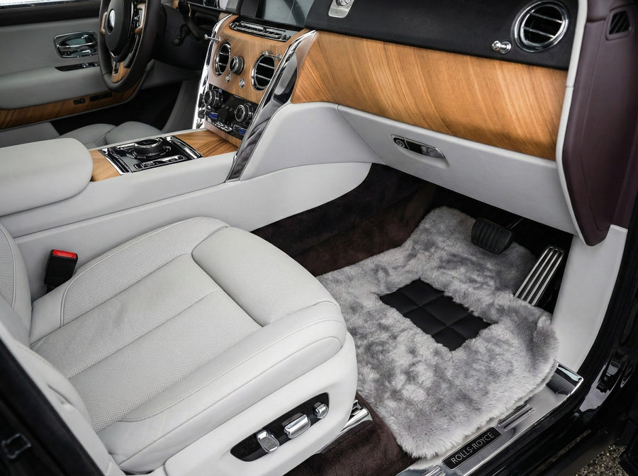 Tapis de voiture en peau de mouton gris foncé pour Rolls Royce Cullinan Rr31 2018-2025 Er56 Design