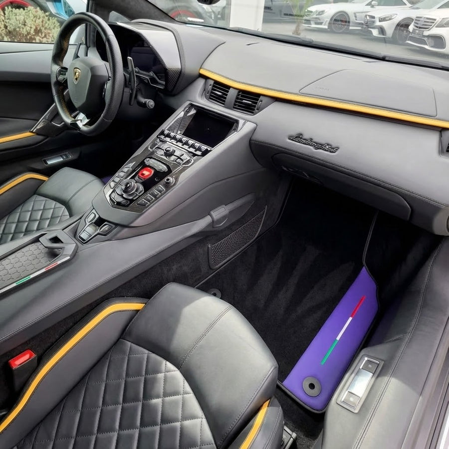 Alfombrillas de coche de cuero púrpura personalizables para