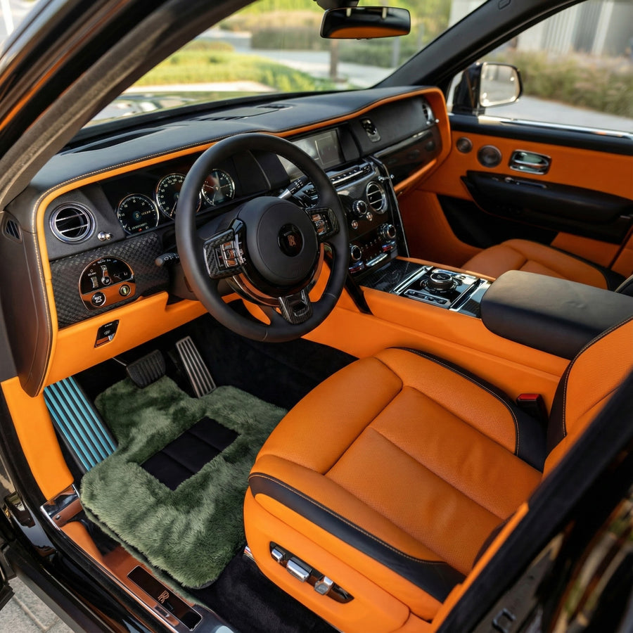 Tappetini per auto in Pelle di Pecora Verde Chiaro per Rolls-Royce Cullinan (2018-2025)