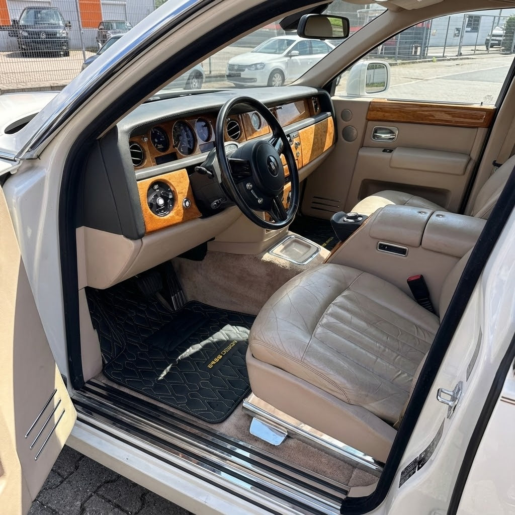 Alfombrillas de cuero negro para Rolls-Royce Phantom Drophead Coupe (2007-2016) Diseño ER56