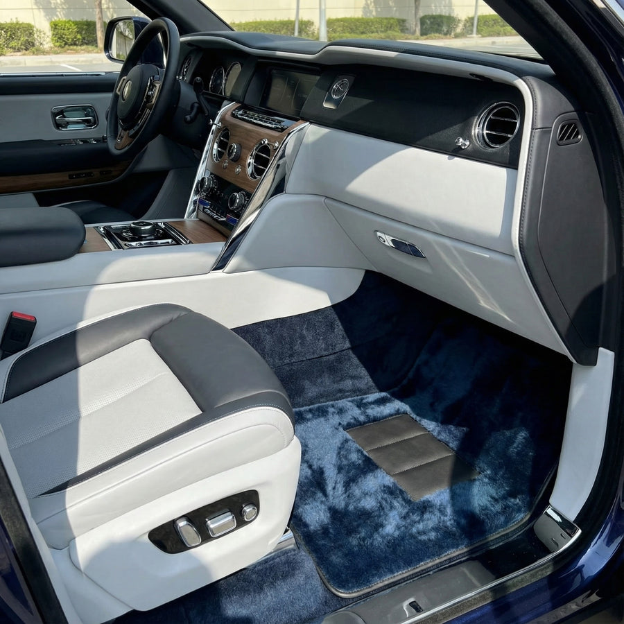 Dunkelblaue Schaffell-Fußmatten für Rolls-Royce Cullinan (2018-2025)