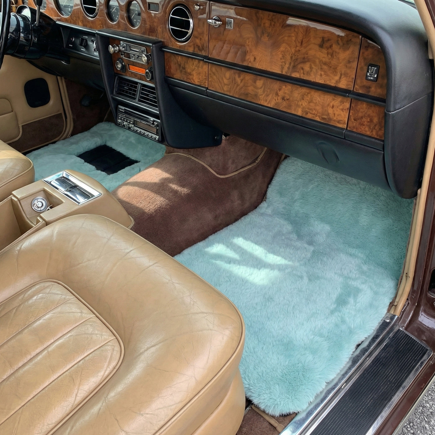 Tappetini in pelle di pecora Tiffany blue per Rolls Royce Shadow 1965-1977