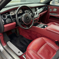 Tappetini neri per auto per Rolls Royce Ghost Serie I 2010-2020 con bordi in pelle grigia