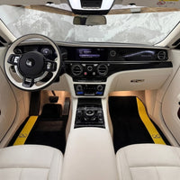 Tapis de voiture noirs pour Rolls Royce Spectre (2023-2024) en cuir jaune