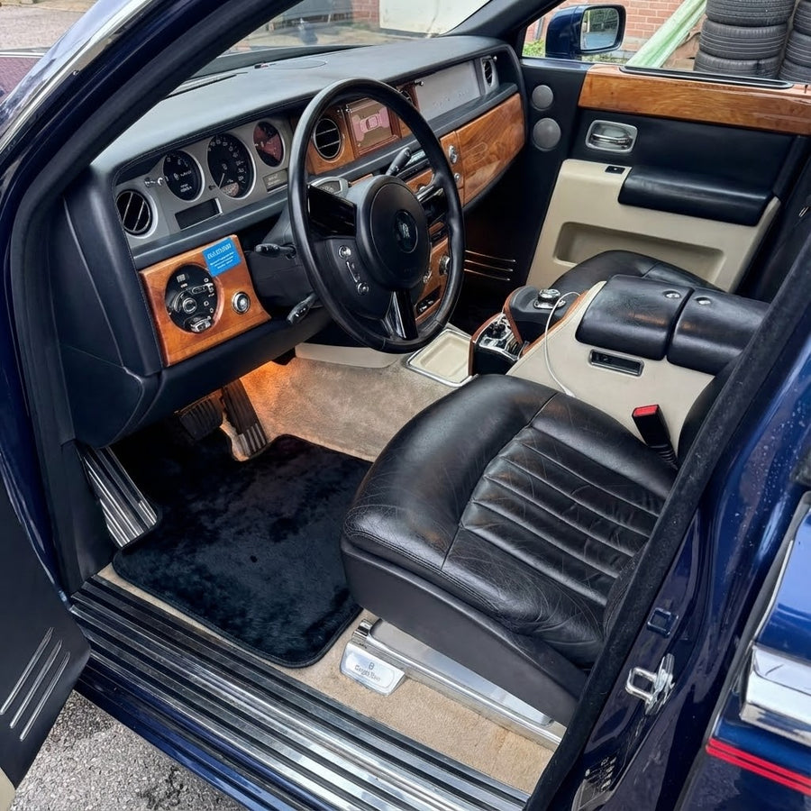 Dunkelblaue Lammfell-Autofußmatten für Rolls-Royce Phantom VIII (2017-2024)