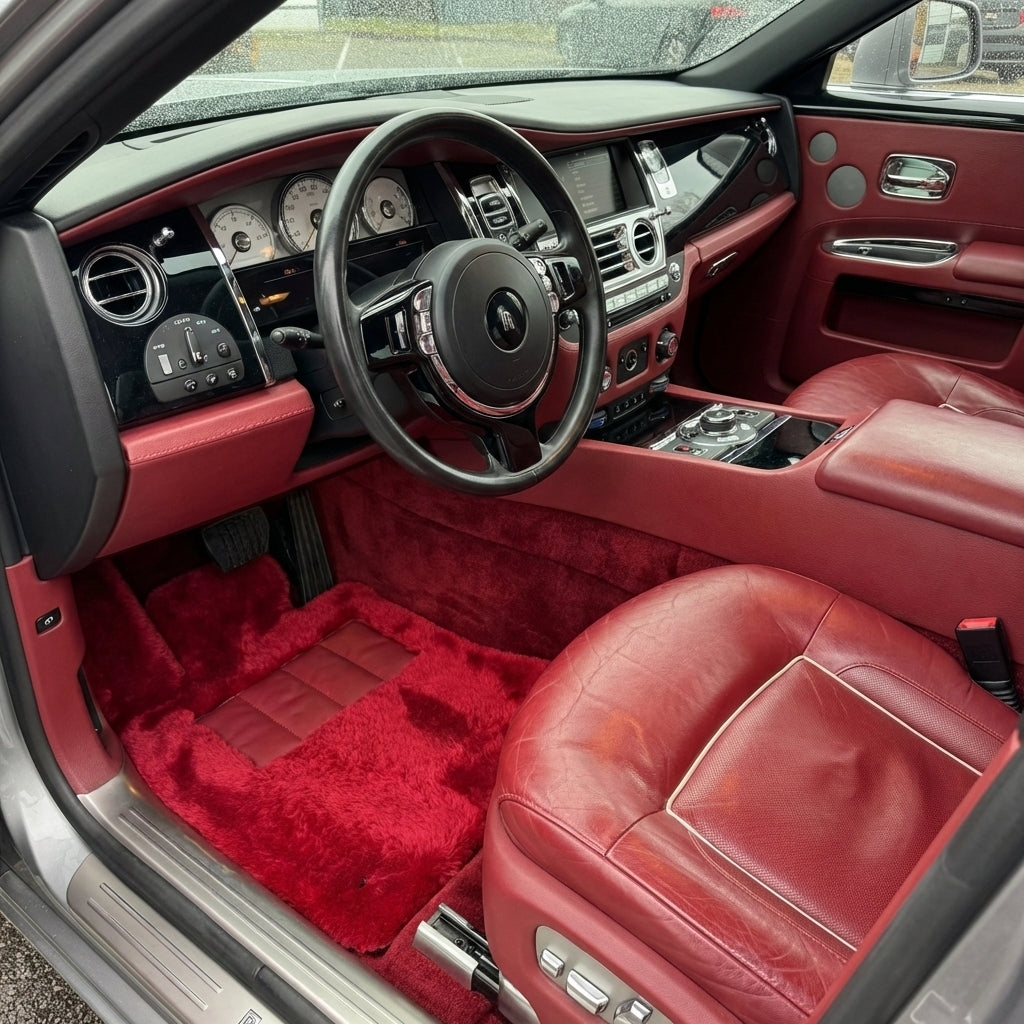 Tapis en Peau de Mouton Rouge pour Rolls Royce Ghost Série I (2010–2020) Marque ER56