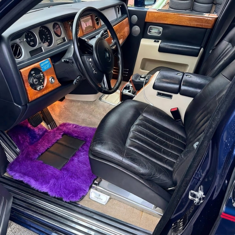 Tapis de voiture en peau de mouton violet pour Rolls-Royce