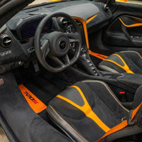 Tappeti per auto neri per McLaren 720S (2017-2021) con pelle arancione