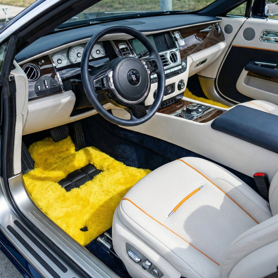 Alfombrillas de piel de oveja amarillas para Rolls Royce
