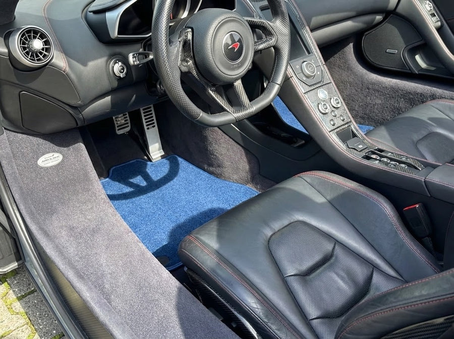 Fußmatten für McLaren 720S Dunkelblau Maßgeschneiderter Teppichsatz AutoWin
