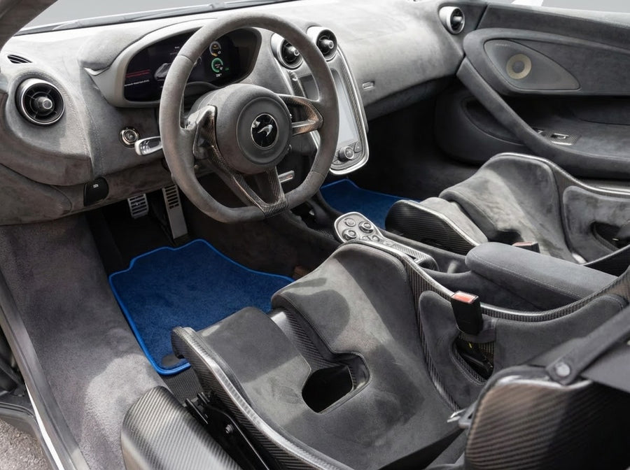 Tapis de voiture pour McLaren 600LT (2018-2020) ensemble de tapis sur mesure bleu foncé AutoWin