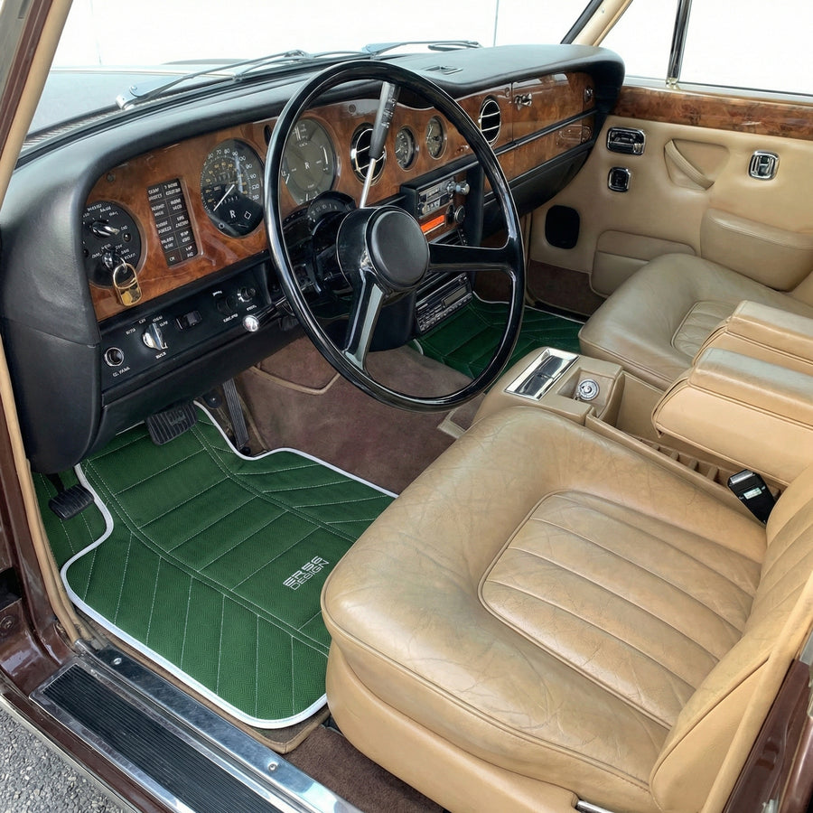 Tapis de voiture en cuir vert pour Rolls Royce Shadow 1965-1977