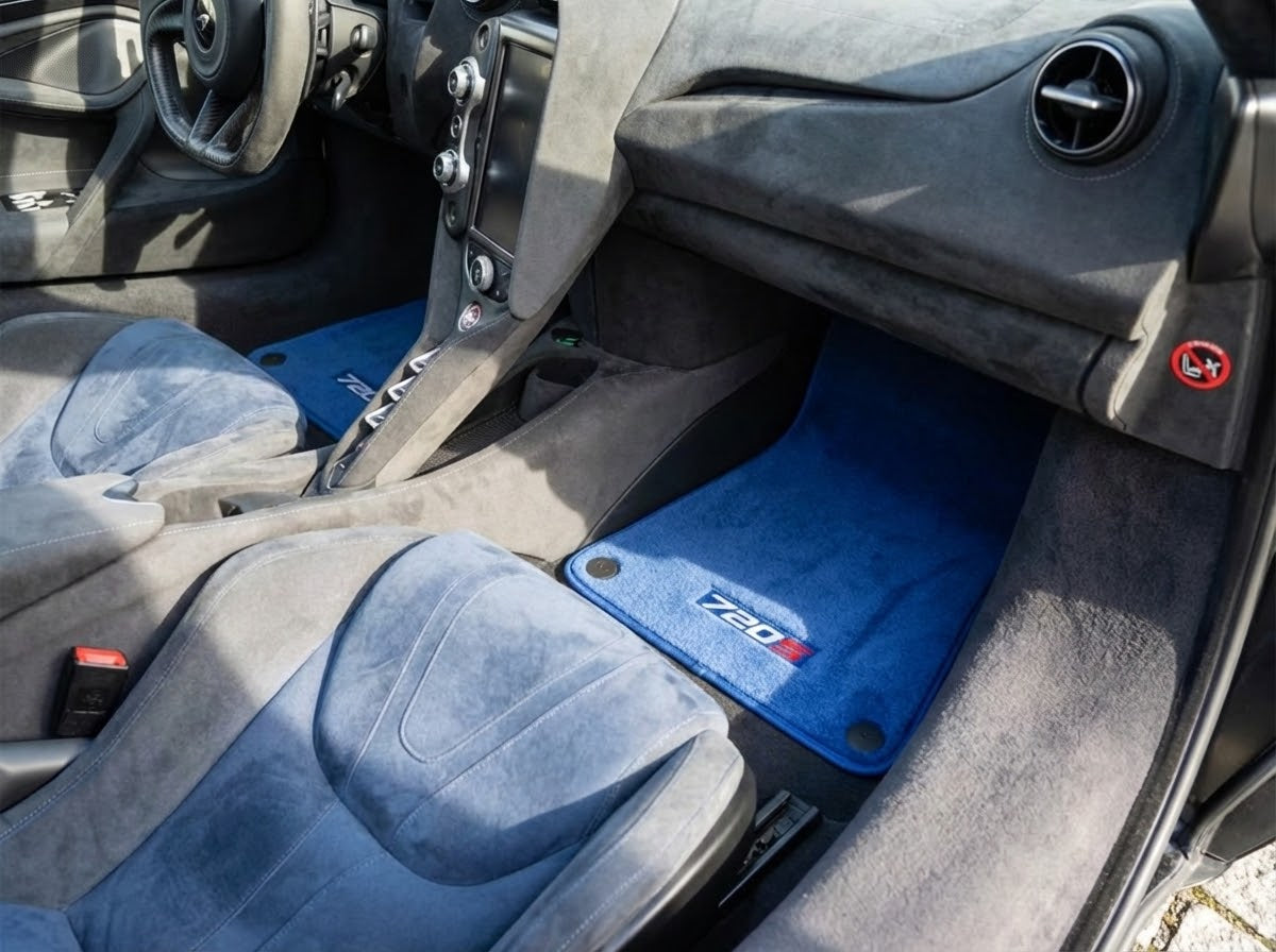 Tapis de voiture pour McLaren 720S - Ensemble de tapis sur mesure bleu foncé AutoWin