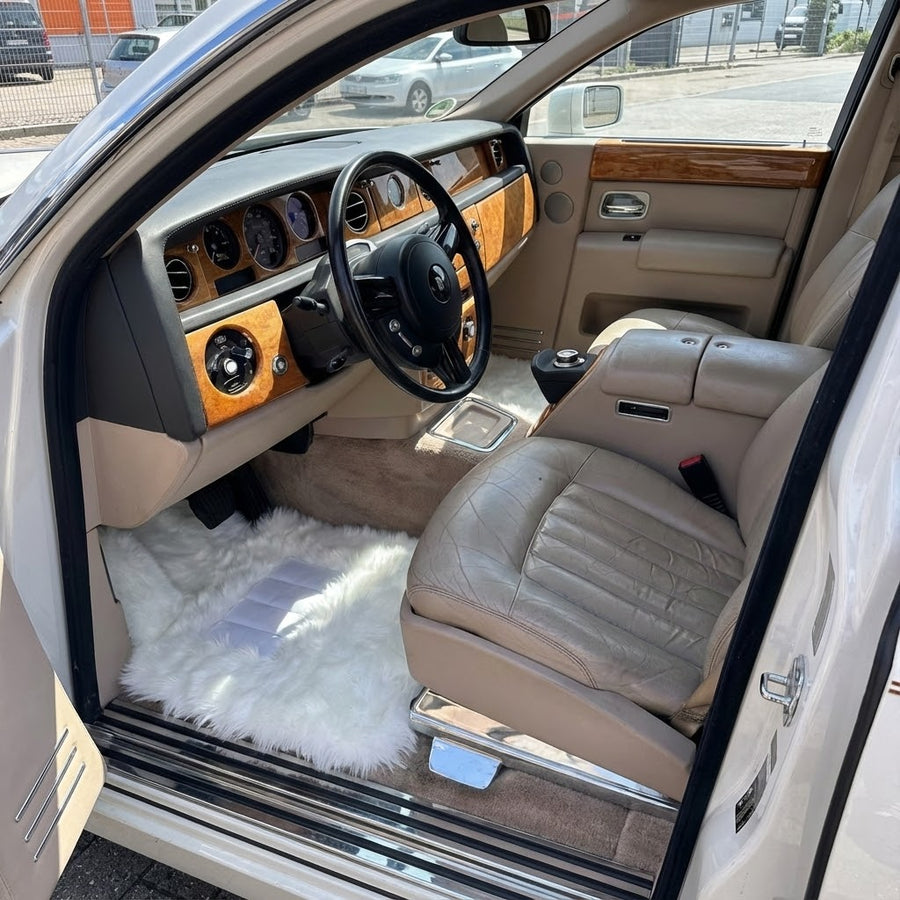 Tapis de voiture en peau de mouton blanc pour Rolls Royce