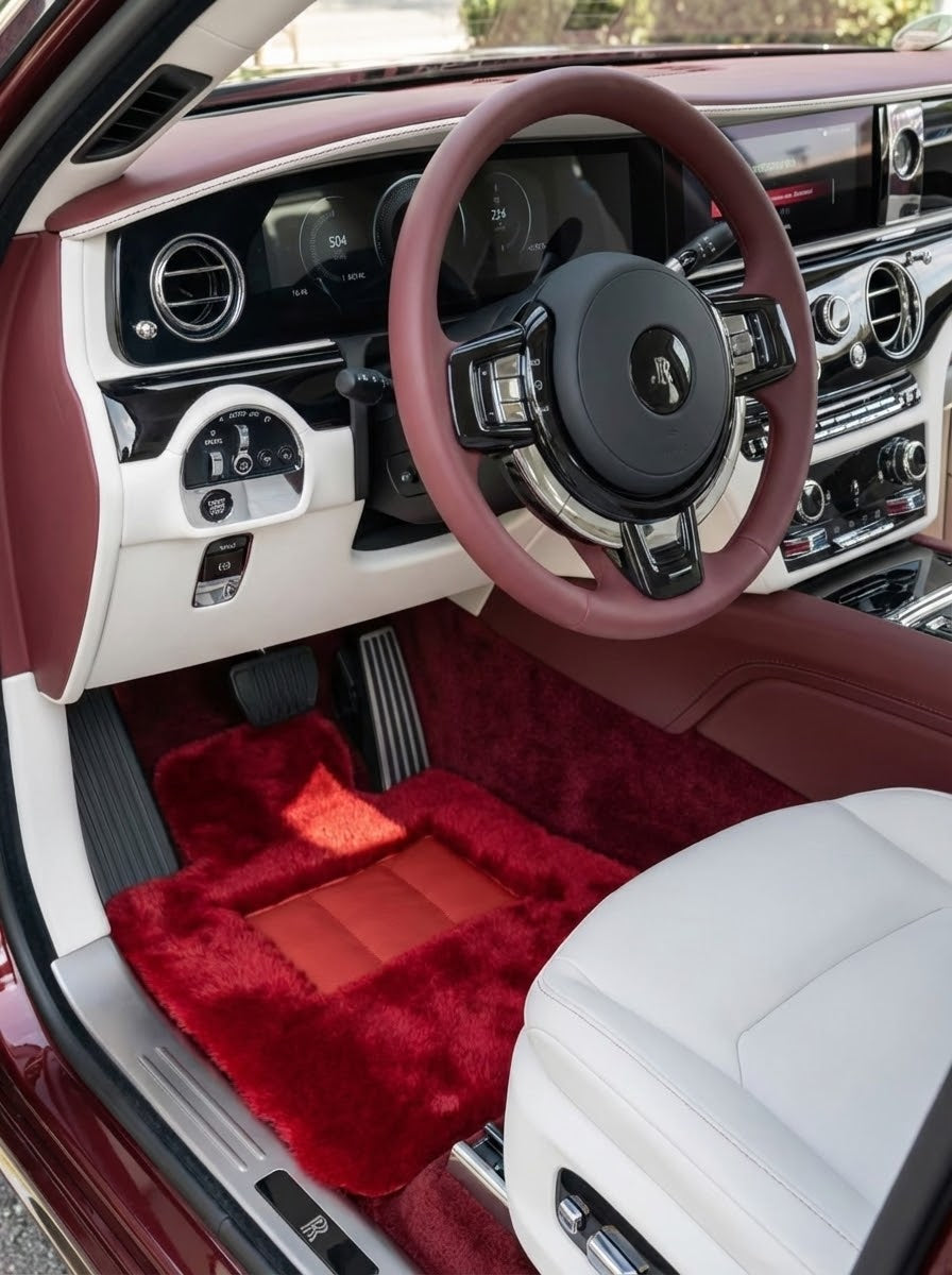 Alfombrillas de piel de oveja rojas para Rolls Royce Spectre
