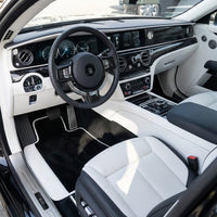 Tappetini Neri per Auto per Rolls Royce Spectre 2023-2024 con Pelle Bianca | Rifinitura Bianca