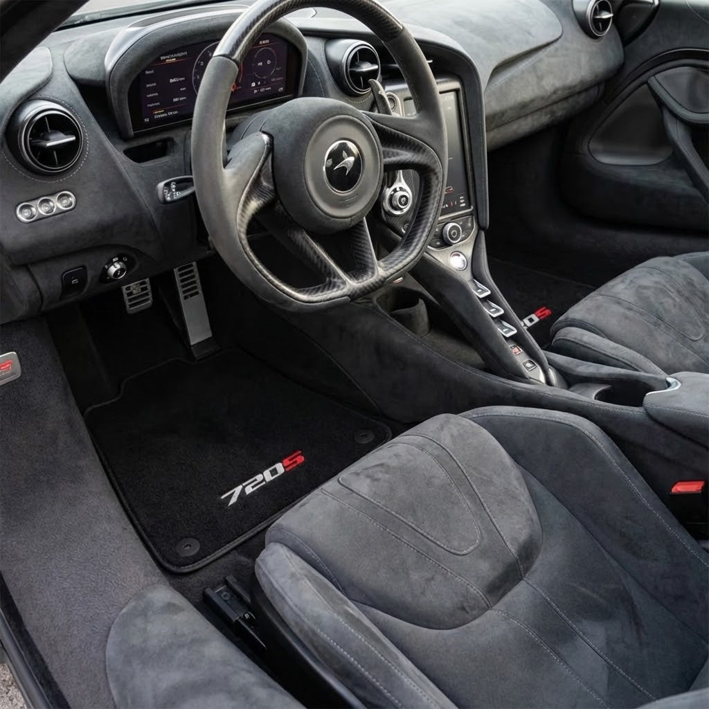Tapis de voiture noirs pour McLaren 720S ensemble de tapis sur mesure AutoWin