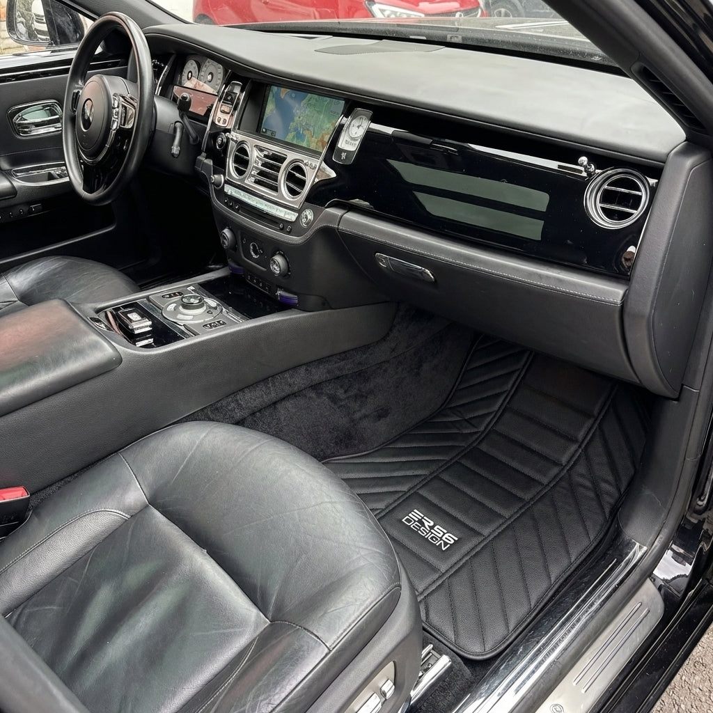 Tappetini in Pelle Nera per Rolls Royce Ghost Serie II (2021-2024) Design ER56