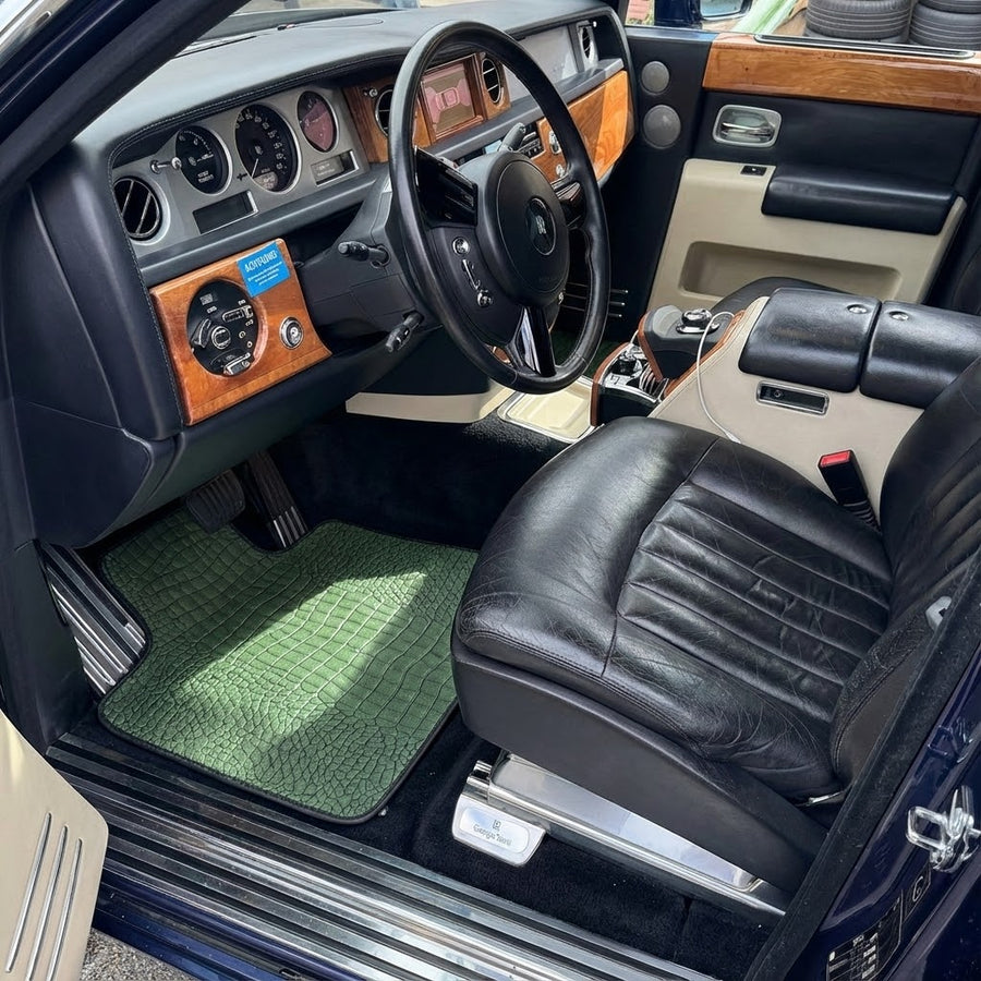 Tappetini in pelle verde per Rolls-Royce Phantom Sedan