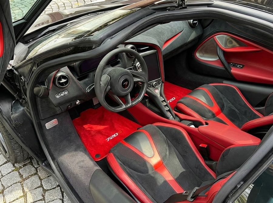 Fußmatten für McLaren 720S Red Tailored Carpets Set AutoWin