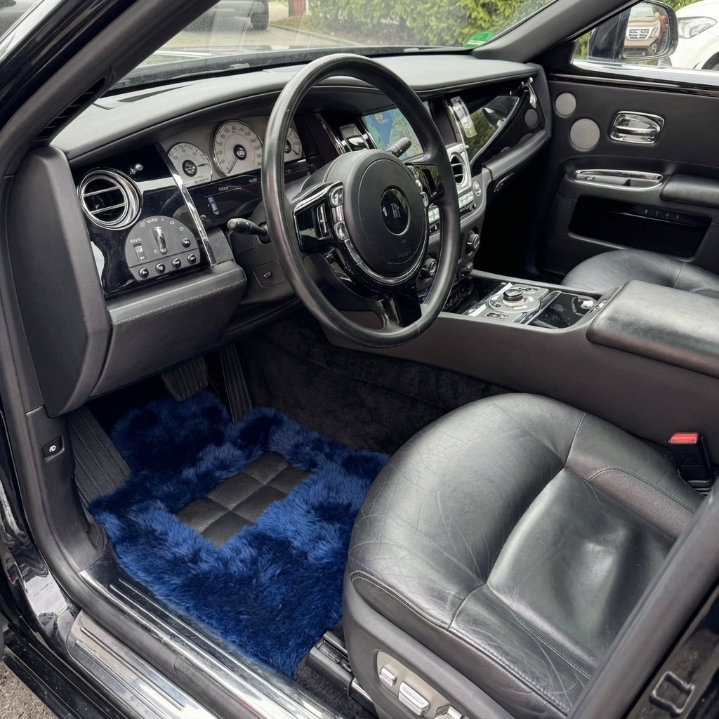 Alfombrillas de piel de oveja azul marino para Rolls Royce Ghost Series I (2010–2020) | Diseño ER56